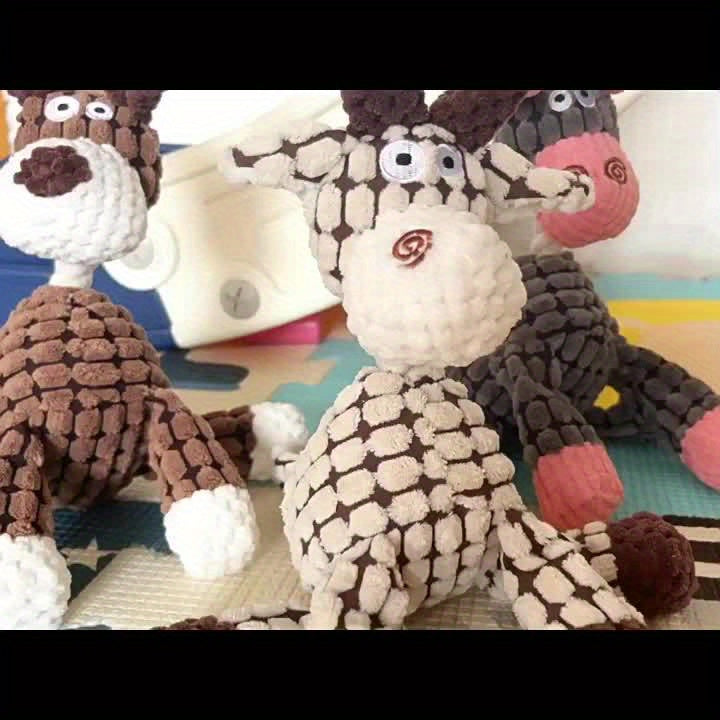 Soft Squeaky Puppy Toys for Small and Medium Dogs, Stuffed Plush Toys for Supervised Fetch and Gentle Play, Brown Single or Pink White Brown 3-Pack