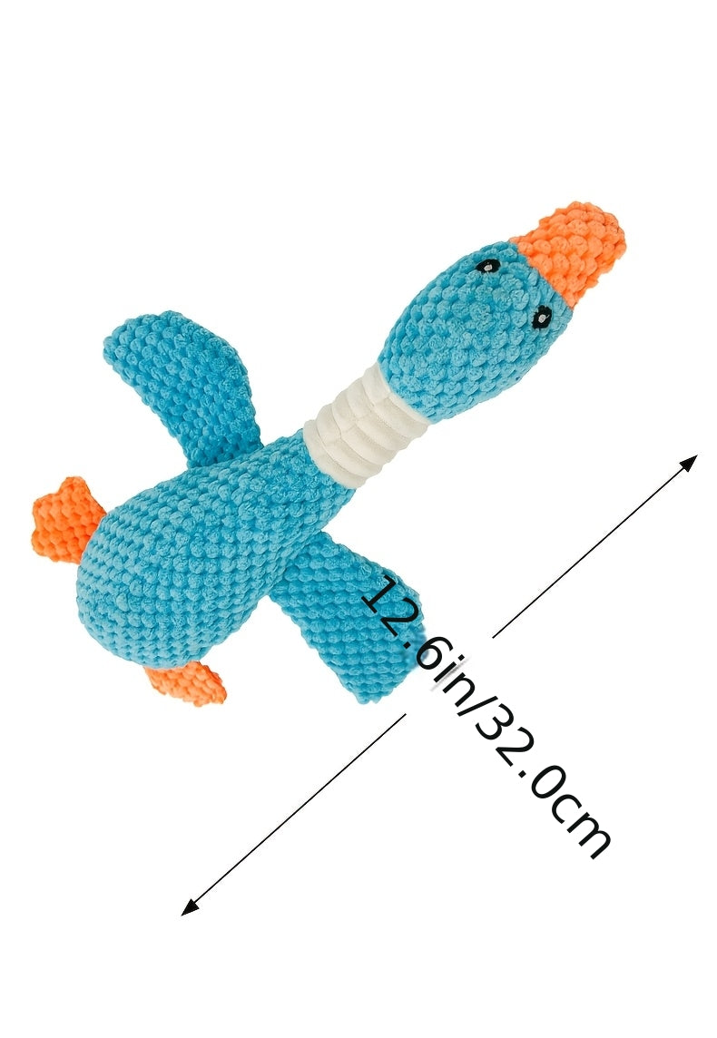 Random Animal Plush Dog Toy, One Squeaky Textured Companion for Supervised Gentle Play, Assorted Octopus, Goose, Wolf, Lion or Elephant Style