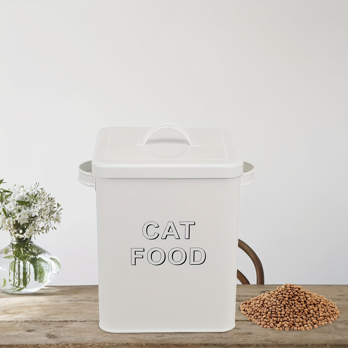 Pet Food Storage Canister Set, Airtight Carbon Steel Containers with Lids and Measuring Scoop for Dog and Cat Dry Food, Treats and Pantry Organization
