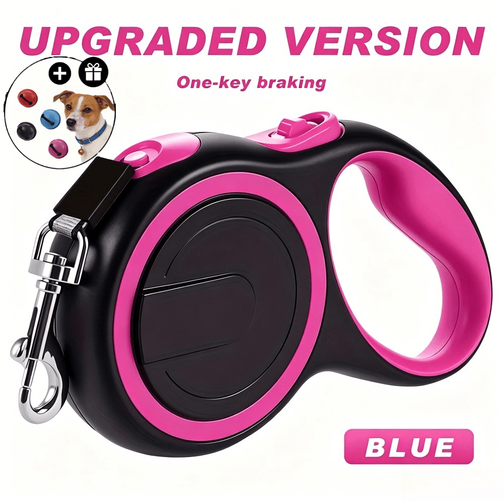 Retractable Dog Leash with 4 Bells, 118-Inch Cushioned Walking Lead for Small and Medium Dogs, Outdoor Training, Camping and Hiking