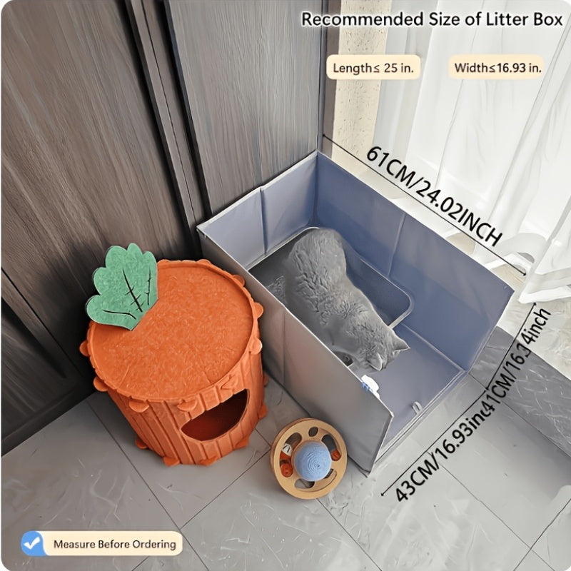 Cat Litter Box Fence in Gray, Large Foldable Splash Guard Barrier for Open Litter Trays, Easy-to-Store Accessory for Indoor Cat Cleanup Routines