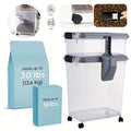 Rolling Pet Food Storage Containers with Locking Lids, Stackable Airtight Dog and Cat Dry Food Bins with Scoop, Gray/Clear Pantry Organizer