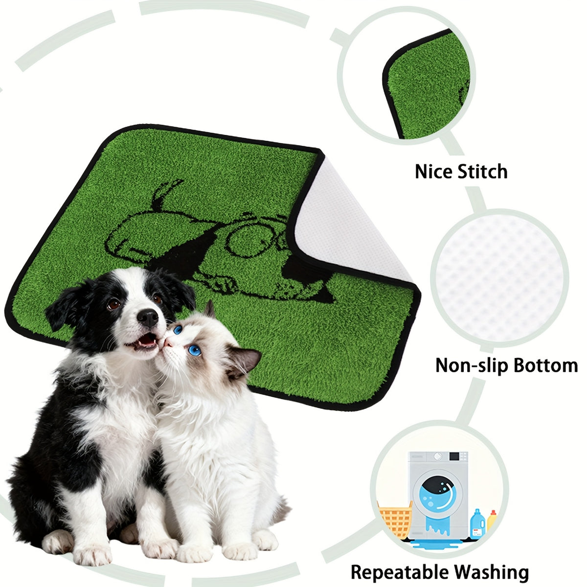 Washable Pee Pads for Dogs 18 x 24 Inches, Reusable Non-Slip Puppy Potty Training Mats with Dog Designs for Floors, Crates and Couches