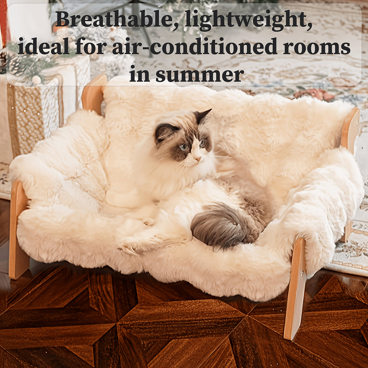 Pet Sofa Bed for Cats and Small Dogs, Elevated Lounge Furniture Listing with White, Grey and Bamboo Mat Style Options for Home Rest