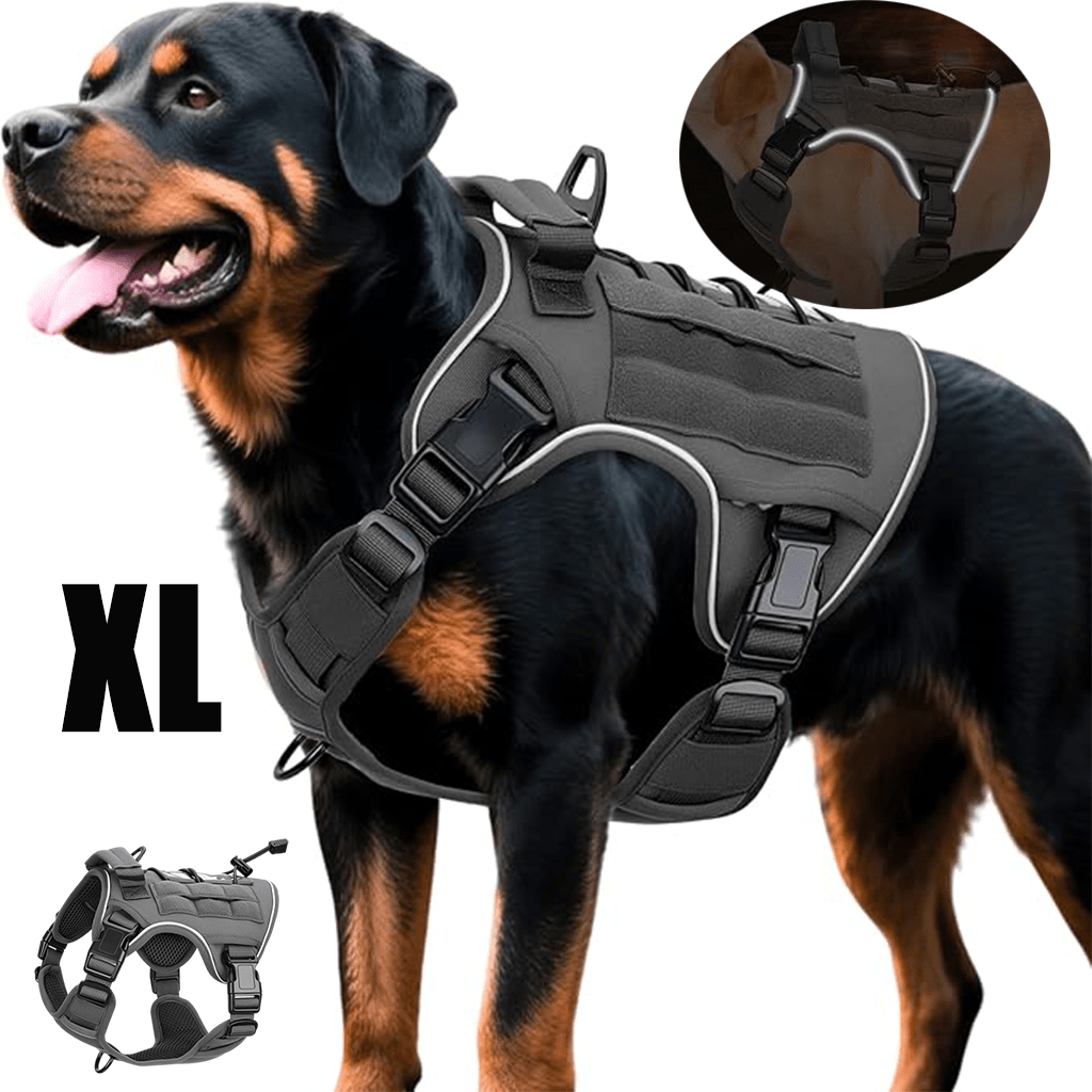 Tactical Dog Harness Vest with Adjustable Reflective Design, Machine Washable Outdoor Walking and Obedience Training Gear in S, M, L and XL