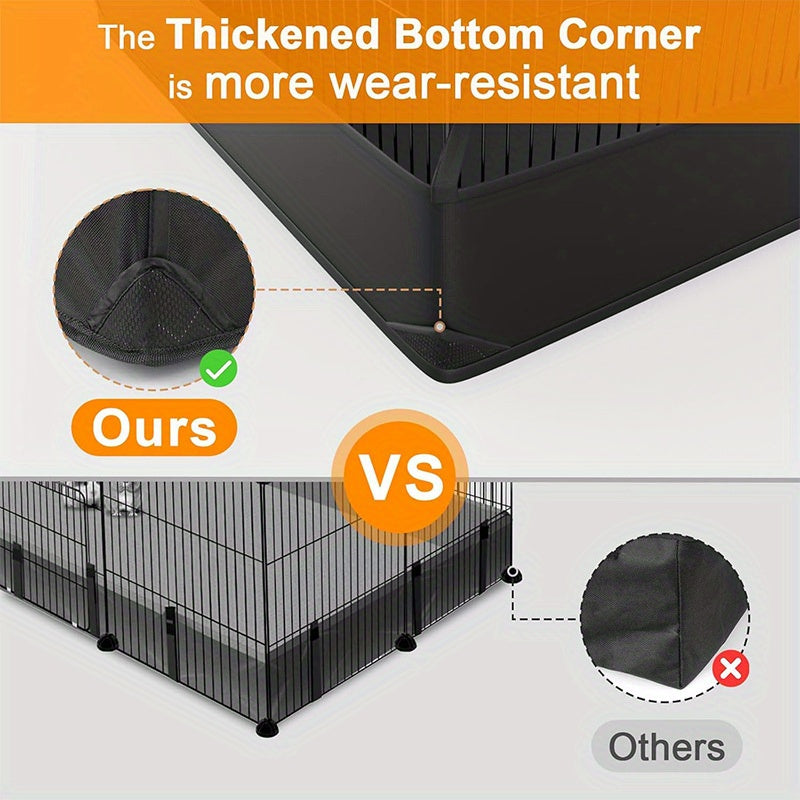 Small Animal Enclosure with Mat, Black Villa-Style Pet Fence for Supervised Indoor Play Areas and Outdoor Activity, Hamster Cage Model