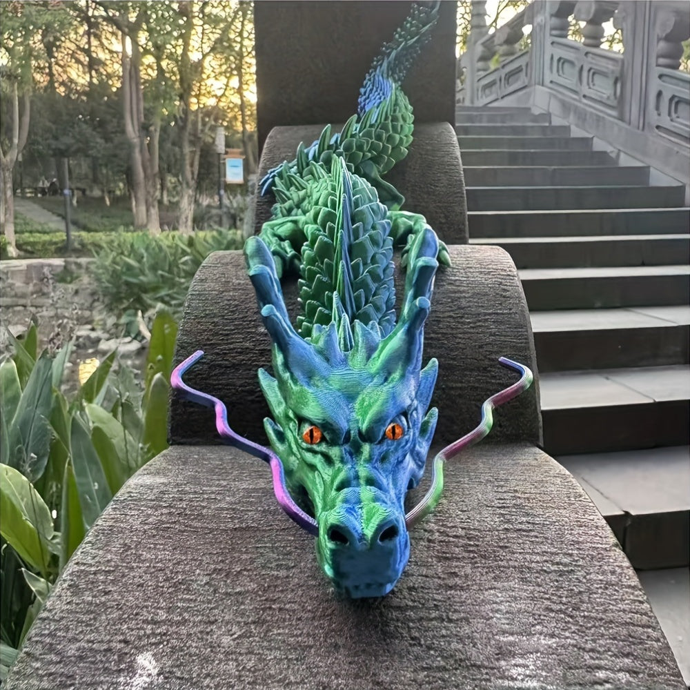 3D Printed Dragon Figurine, Large 88cm Articulated Dragon with Movable Joints and Mouth for Desktop Display, Fantasy Decor and Birthday Gifts