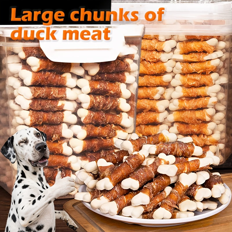 Calcium Bone Dog Chew Treats, 100g Dual Blend 2-in-1 Snacks with Listed Chicken, Duck and Cheese Flavors for Supervised Small and Medium Dog Rewards