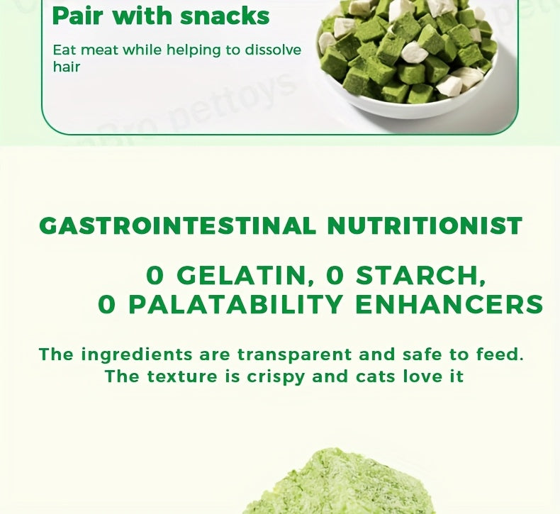 Cat Snack Pellets and Biscuits, 150g Cat Grass Pellets or Mixed Flavor Cat Biscuits and 155g Green Square Mint Granules for Supervised Treat Time