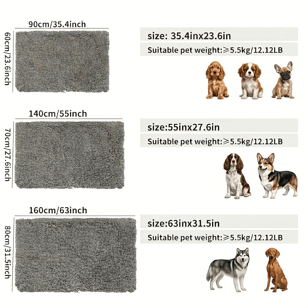 Dog Doormat for Muddy Paws, Absorbent Indoor Entryway Rug with Textured Non-Slip Rubber Backing for Moisture and Dirt Control