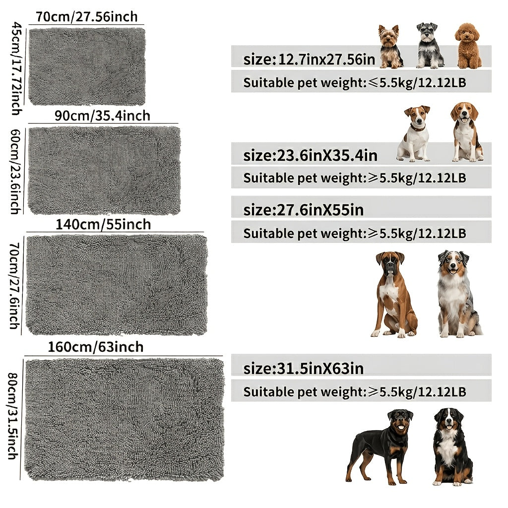 Dog Doormat for Muddy Paws, Absorbent Indoor Entryway Rug with Textured Non-Slip Rubber Backing for Moisture and Dirt Control