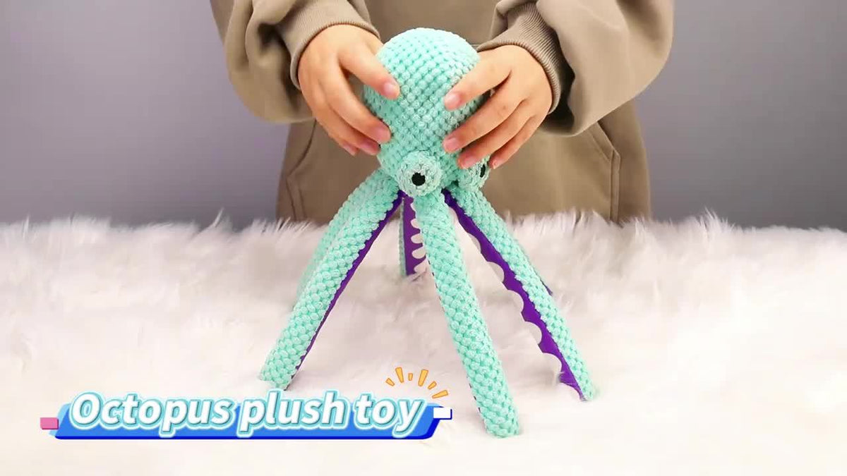 Random Animal Plush Dog Toy, One Squeaky Textured Companion for Supervised Gentle Play, Assorted Octopus, Goose, Wolf, Lion or Elephant Style