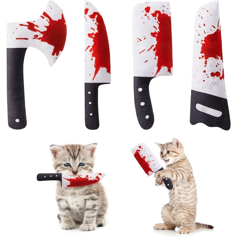 Crinkle Cat Kicker Toys 4 Pack, Knife-Shaped Fabric Toys with Pet Herb for Indoor Batting, Pouncing and Supervised Hunting Play
