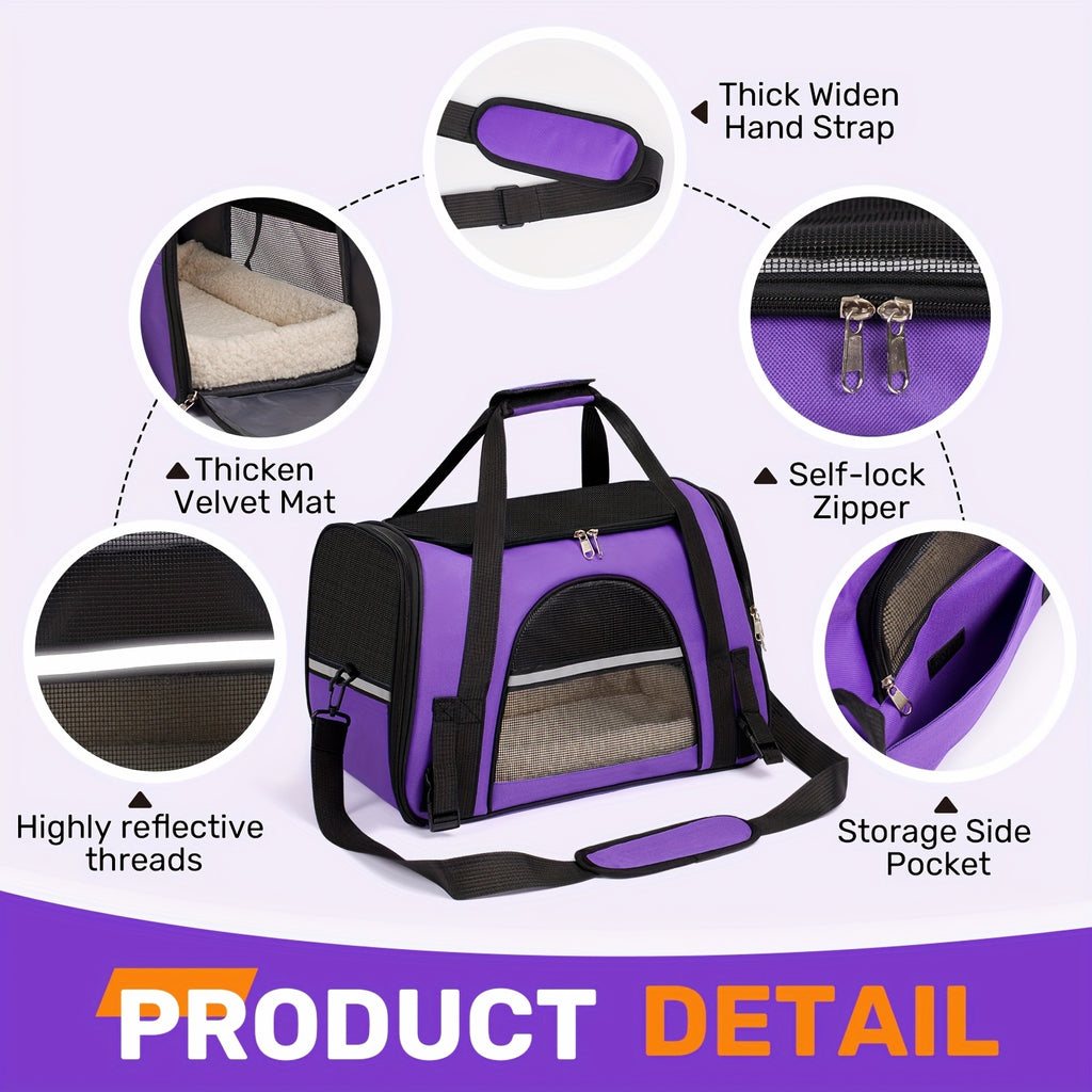 Foldable Cat Carrier Backpack with Zipper Closure, Ventilated Pet Travel Bag for Cats and Dogs, Seven Colors for Vet Visits and Everyday Trips