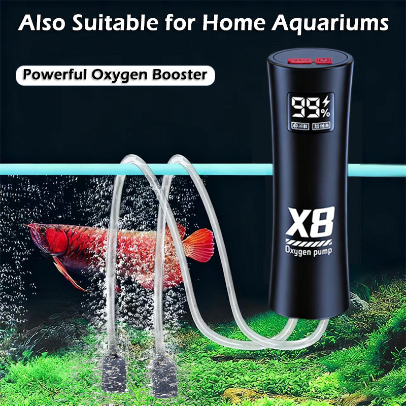 Portable Aquarium Air Pump with 2 Air Stones, 5W Dual-Hole Aerator with Buckle for Fish Tanks, Small Ponds and Hydroponic Setups
