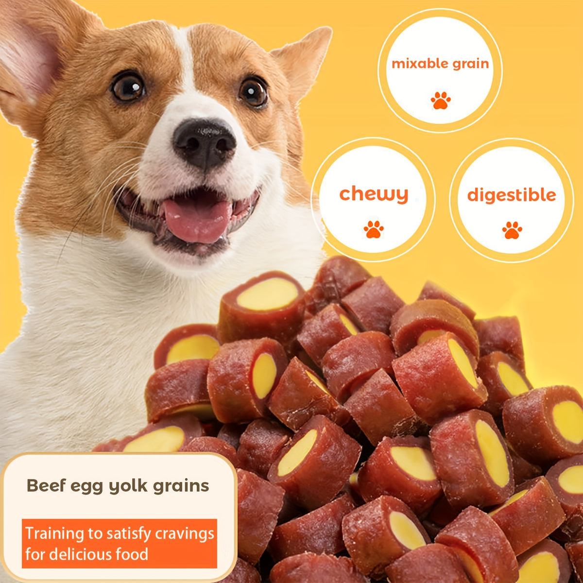Beef and Egg Yolk Dog Treats, 150g / 5.29oz Cube Snacks for Supervised Training Rewards, Everyday Treat Breaks and Dog Lover Gift Baskets
