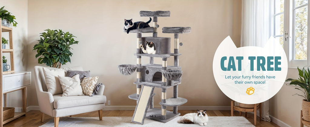 Cat Tree with Plush Baskets, 68 Inch Multi-Level Indoor Cat Tower with Condo Hideaway, Soft Perches, Sisal Scratching Posts and Wide Base