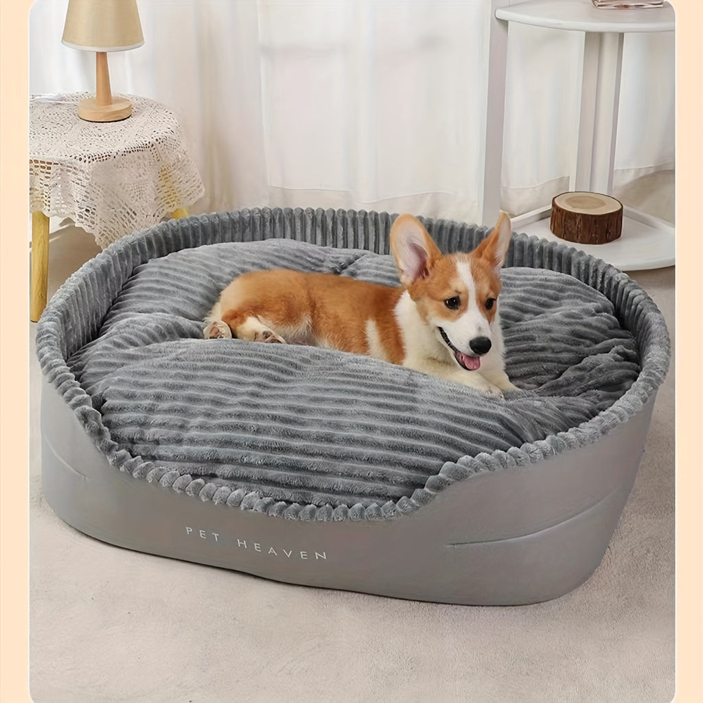 Reversible Dog Bed with Removable Mat, Washable Pet Lounger with High and Low Surfaces for Year-Round Rest in Four Size Options