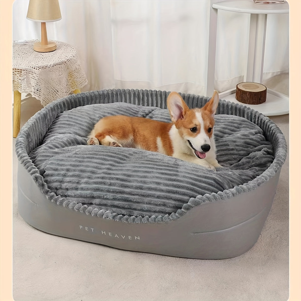 Reversible Dog Bed with Removable Mat, Washable Pet Lounger with High and Low Surfaces for Year-Round Rest in Four Size Options