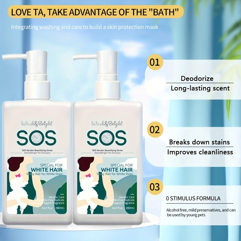 Dog Whitening Shampoo for White Coats, Natural Fragrance & Fluffy Coat Options for At-Home Bath Time and Pet Grooming Care | Goodie Pet