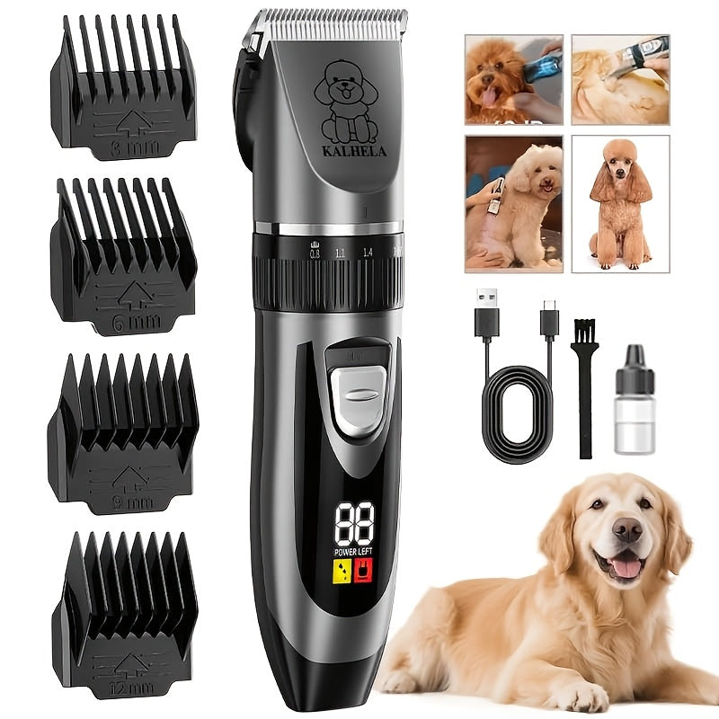 USB Rechargeable Dog Clippers with Ceramic Blades, Electric Pet Hair Trimmer for Cats and Dogs, Color Choices and Grooming Set Options