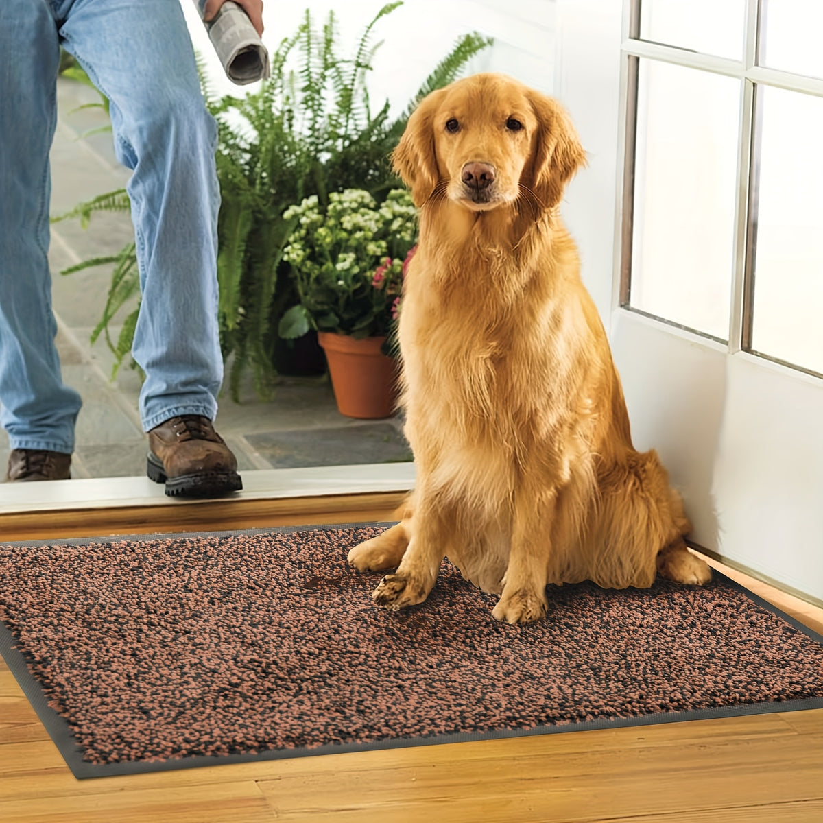 Dog Doormat for Muddy Paws, Absorbent Microfiber Pet Entryway Mat with Non-Slip Backing, Machine Washable Quick-Dry Indoor Rug for Dogs and Cats