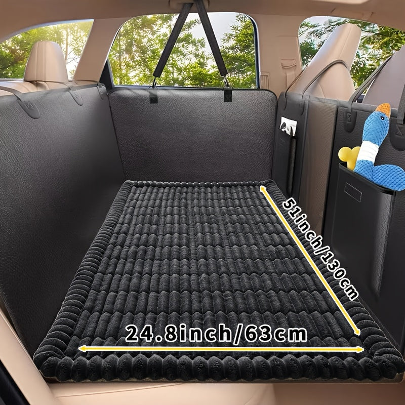 Dog Car Mat with Quilted Cushion, 24.8 x 51 Inch Non-Slip Polyester Pet Travel Pad for Rear Seats in SUVs, Sedans and Trucks, Four Colors