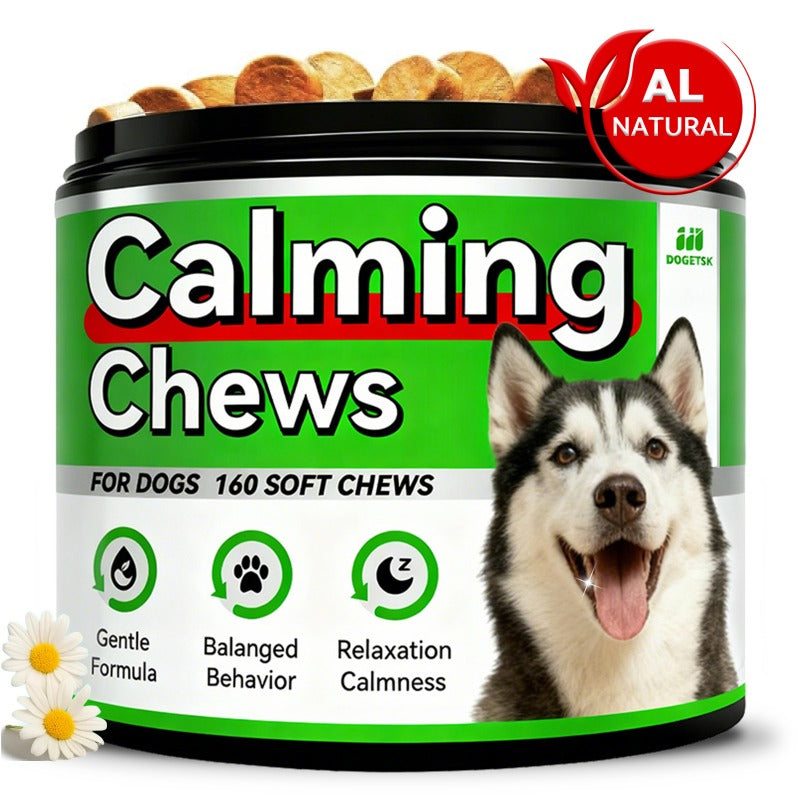 Dog Calming Chewable Tablets, Chicken-Flavored Pet Supplement in 160-Count Jar or 320-Count Two-Jar Pack for Owner-Managed Wellness Routines