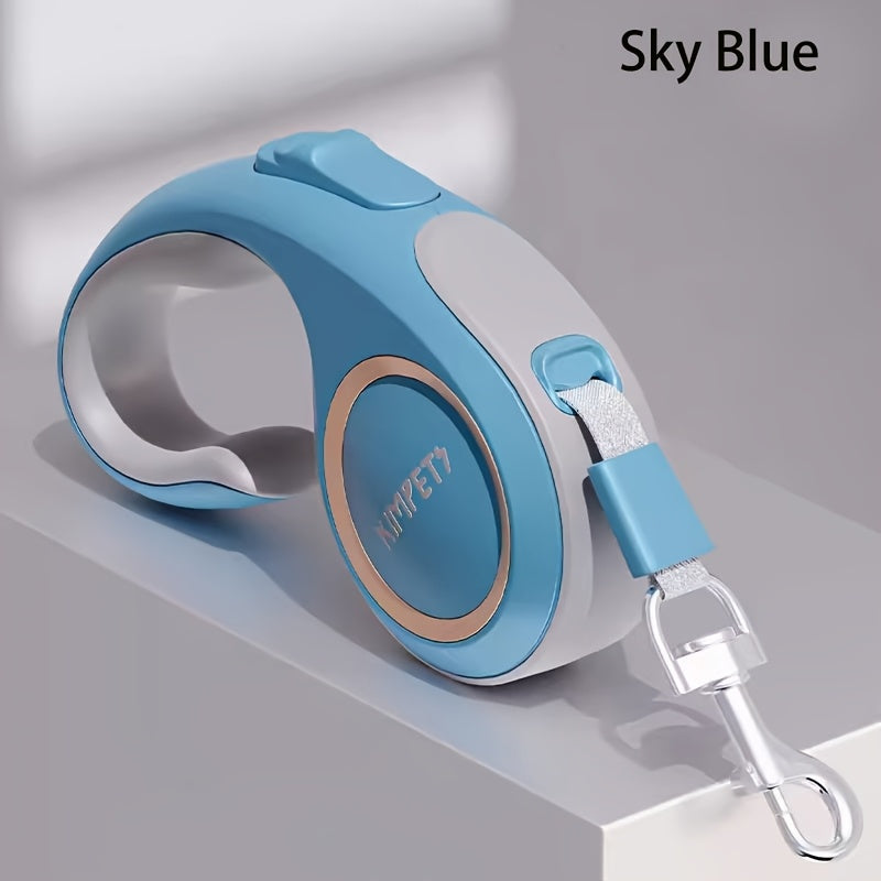 16ft Retractable Dog Leash with C-Shaped Ergonomic Handle, One-Button Lock and Unlock Control and 360-Degree Tangle-Reducing Design for Daily Walks