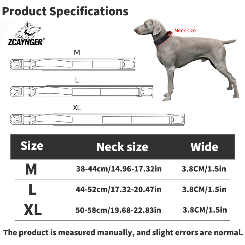 Wide Tactical Dog Collar 1.8 Inch with Control Handle, Quick-Release Metal Buckle and D-Ring, Nylon Walking and Training Collar for Medium and Large Dogs