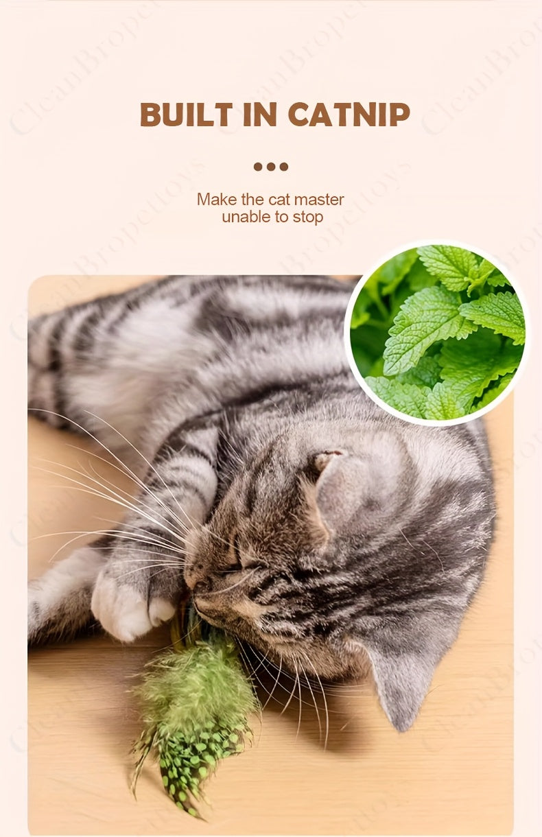 Bird Sound Cat Toy 2-Pack with Leaf Details, Random Color Simulated Birds for Kittens and Indoor Cats, Supervised Chase and Batting Play