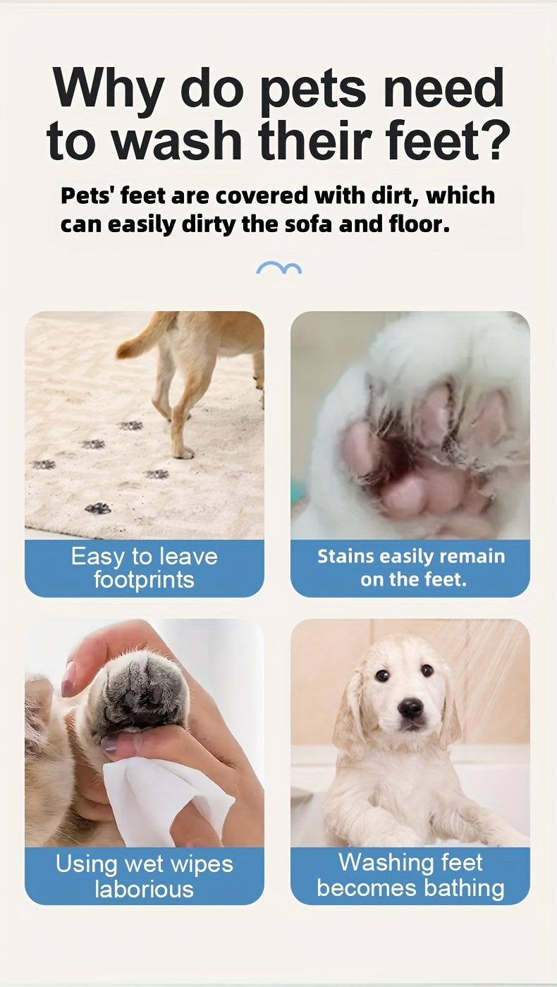 Dog Paw Cleaner Cup with Soft Bristles, Portable Semi-Automatic Pet Paw Washer for Dogs and Cats After Muddy Walks, Car Trips and Outdoor Play, No Battery Required