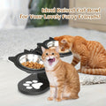 Elevated Cat Bowls with Black Wooden Stand, 15 Degree Tilted Adjustable Feeder with 2 or 3 Stainless Steel Dishes for Cat and Small Dog Food and Water