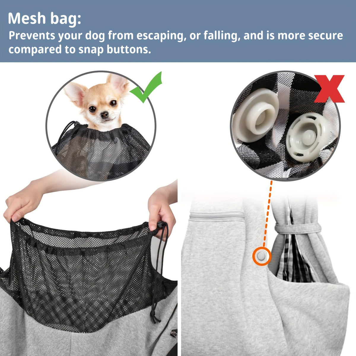 Dog Carrier Sling with Adjustable Shoulder Fit for Carrying Puppies and Cats, Pet Travel Shoulder Bag in Black, Gray or Blue for Everyday Outings