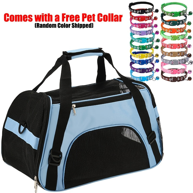 Soft Pet Carrier Crossbody Bag, Lightweight Foldable Travel Carrier for Small Dogs and Kittens, Blue or Pink with S, M and L Options for Walks and Vet Visits