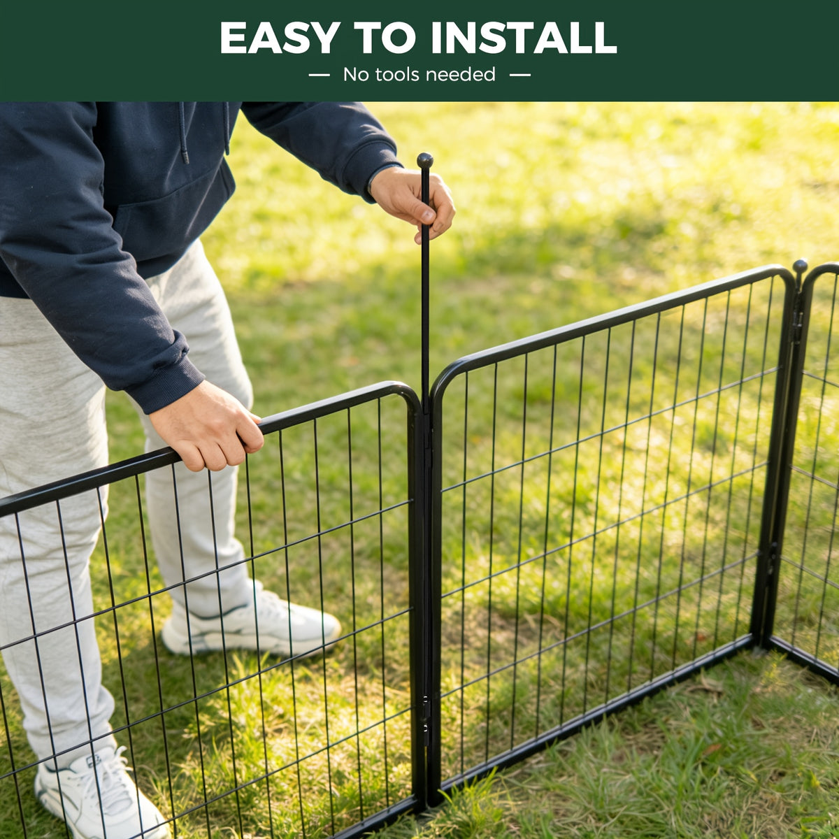 Dog Exercise Pen with Gate, Heavy-Duty Metal Dog Playpen in 8 to 48 Panel Options, Black or White Indoor Outdoor Fence for Yard and RV Camping