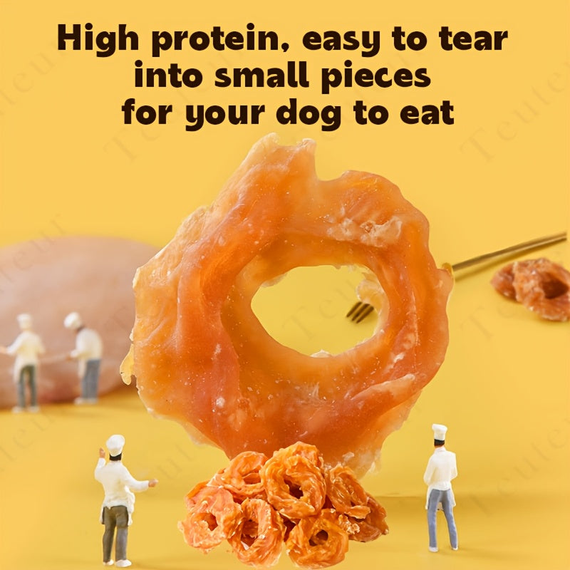 Chicken Ring Dog Treats, 120g / 4.23oz Crunchy Chicken Breast Snacks for Supervised Training Rewards, Everyday Treat Time and Dog Lover Gifts
