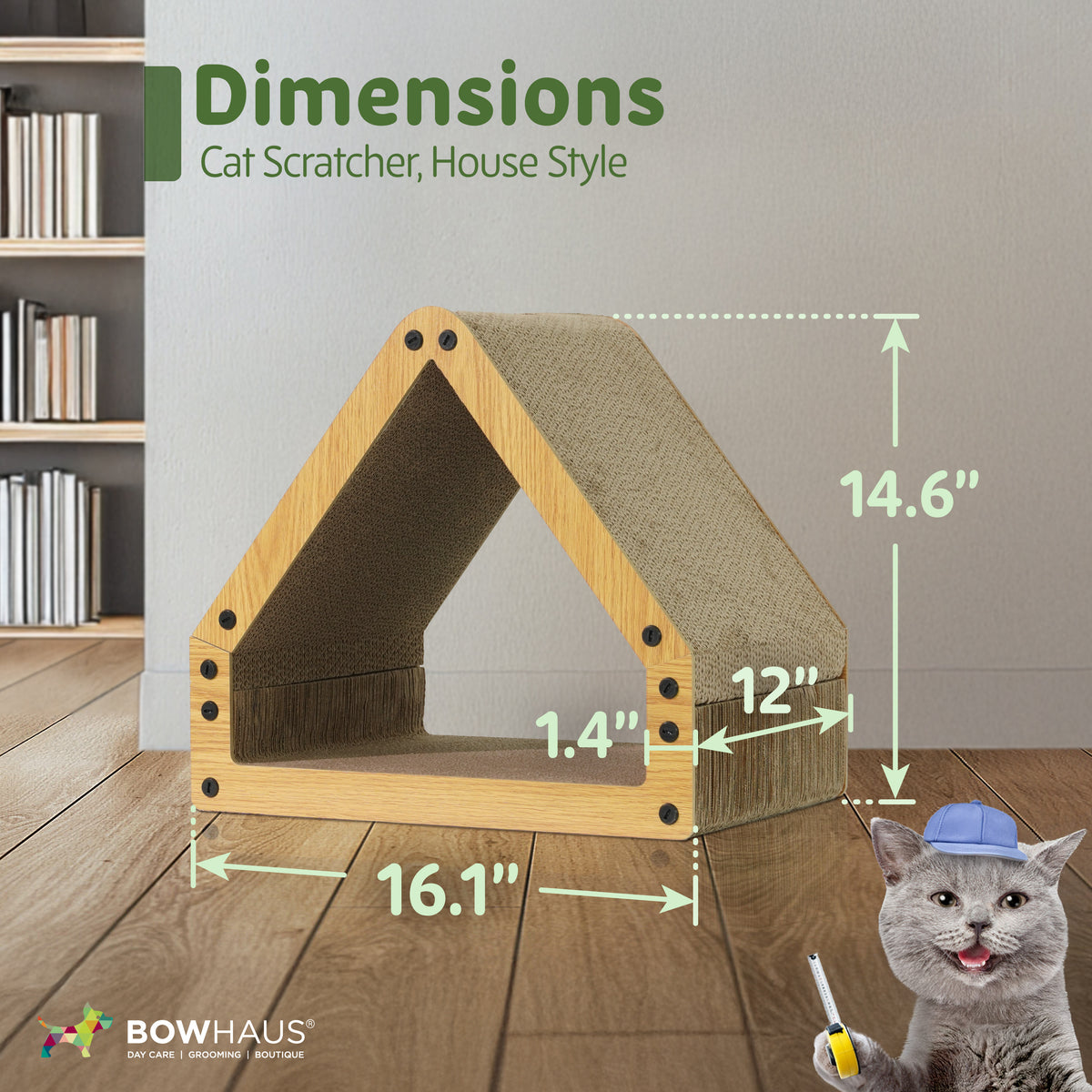 House Cat Scratcher Lounger, Reversible Five-Layer Cardboard Scratching Bed for Indoor Cats, 16.1 x 14.6 x 12 Inches in Brown or White