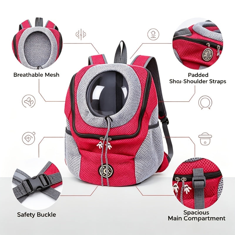 Legs Out Dog Backpack Carrier for 13-17 lb Pets, Medium Breathable Front Carrier with Adjustable Neck Cushion and Safety Leash for Walks and Travel