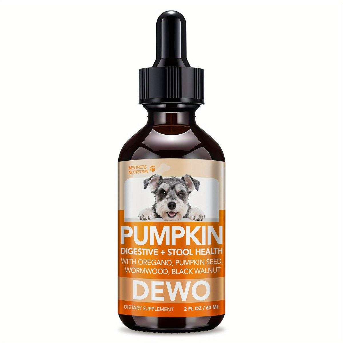 Pet Supplement Drops with Black Walnut and Pumpkin Seed, 2 fl oz Liquid Format with One, Two or Three Bottle Options for Veterinarian-Guided Care