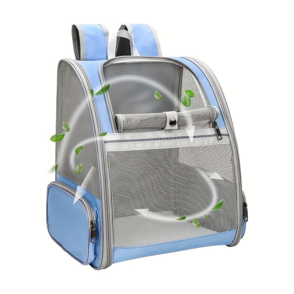 Mesh Cat Carrier Backpack, Foldable Pet Travel Bag with Three-Sided Ventilation, Chest Buckle and Removable Mat for Cats and Small Dogs, Purple or White