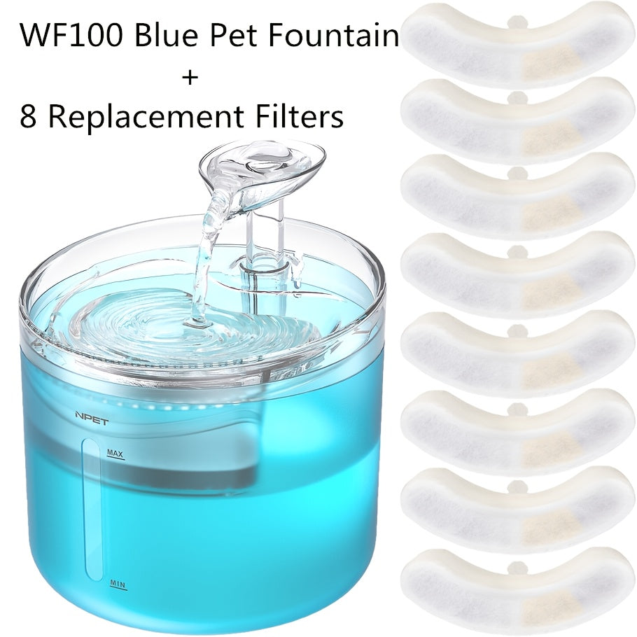 Cat Water Fountain with LED Light, 54oz 1.6L Quiet Triple-Filtered Pet Drinking Dispenser with 200ml Emergency Lid for Indoor Cats and Small Dogs