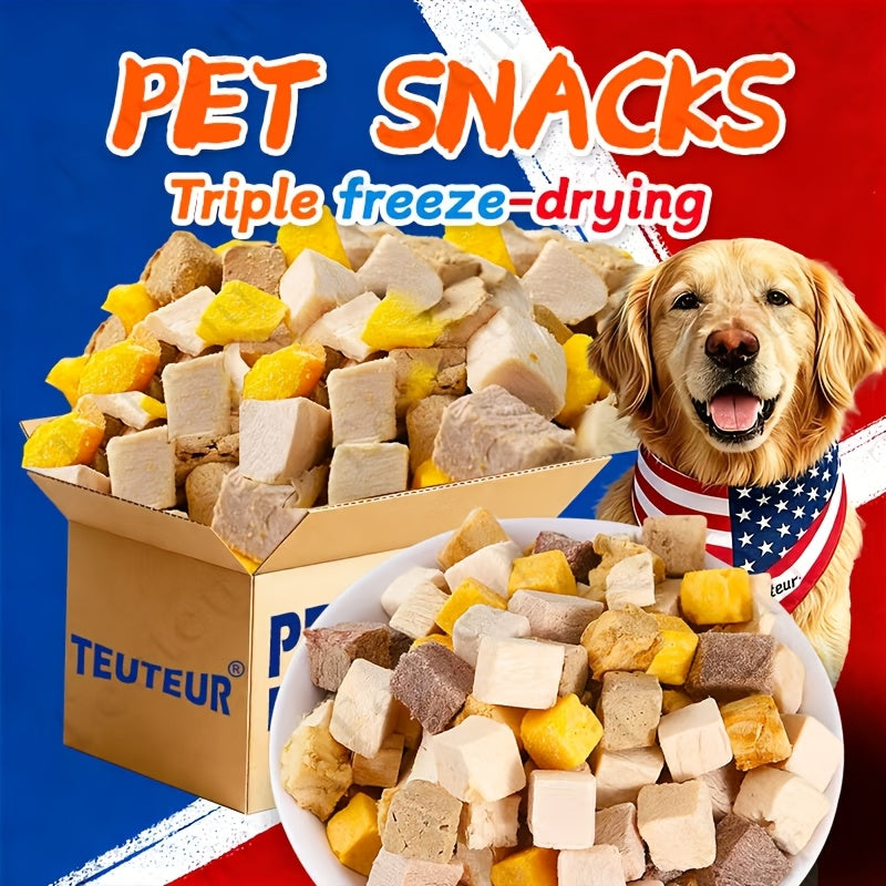 Freeze-Dried Dog Treat Mix, 150g / 5.29oz Beef Liver, Chicken and Egg Yolk Triple Combo for Supervised Training Rewards and Everyday Snacks
