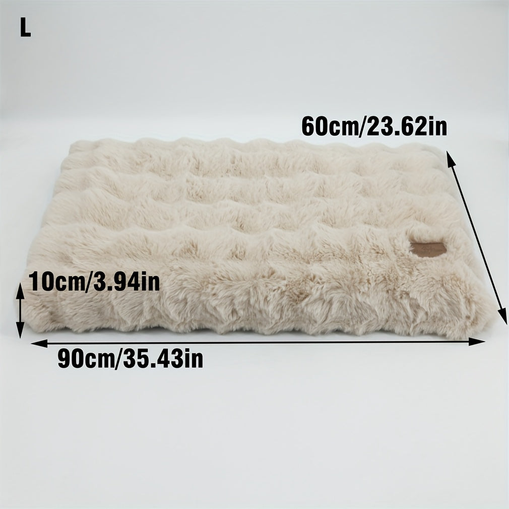 Foam Dog Bed with Waffle-Textured Removable Cover, Polyester Pet Crate Mat in Medium to 3XL Sizes for Indoor Rest, Grey or Khaki and Beige