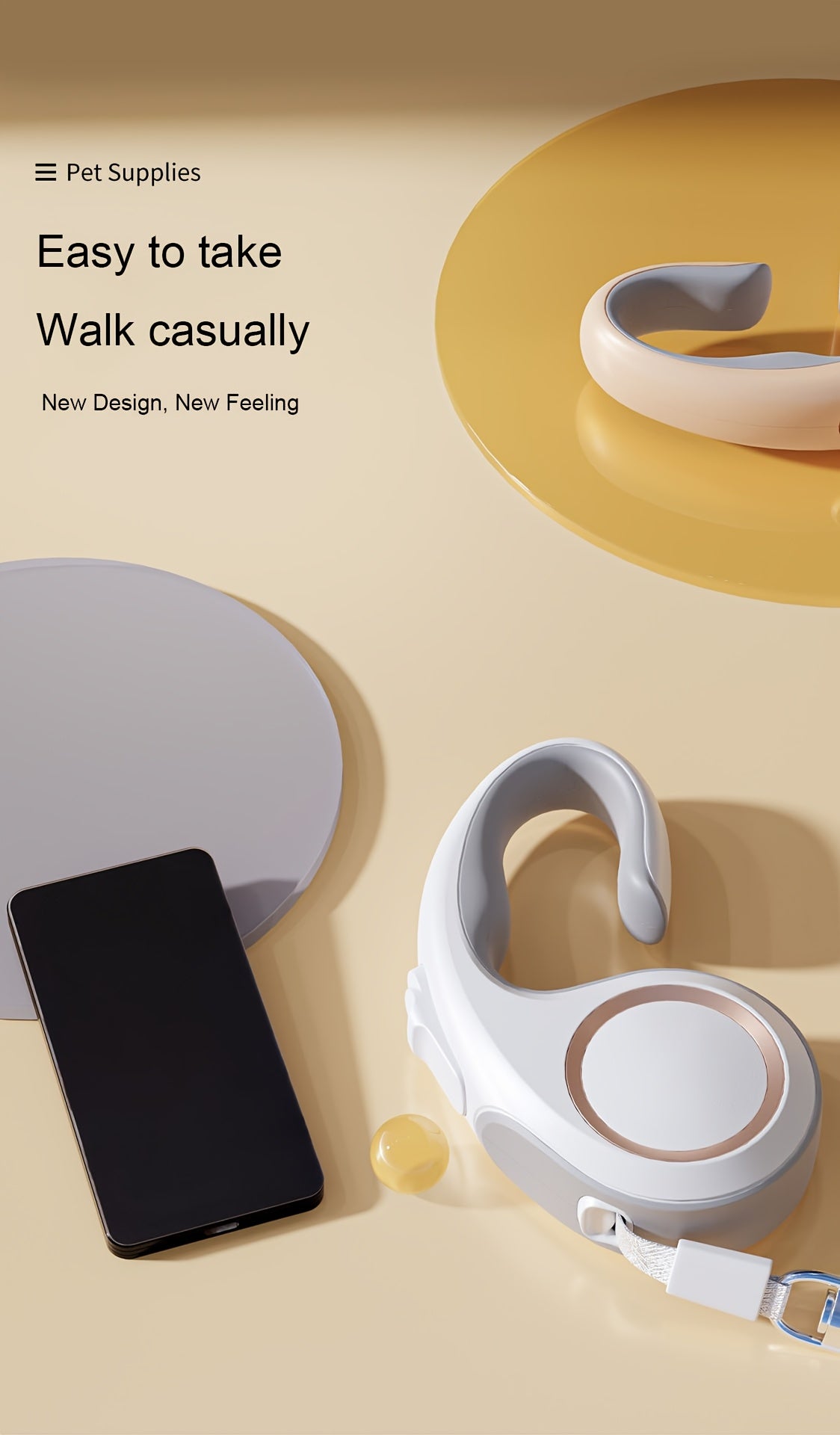 16ft Retractable Dog Leash with C-Shaped Ergonomic Handle, One-Button Lock and Unlock Control and 360-Degree Tangle-Reducing Design for Daily Walks