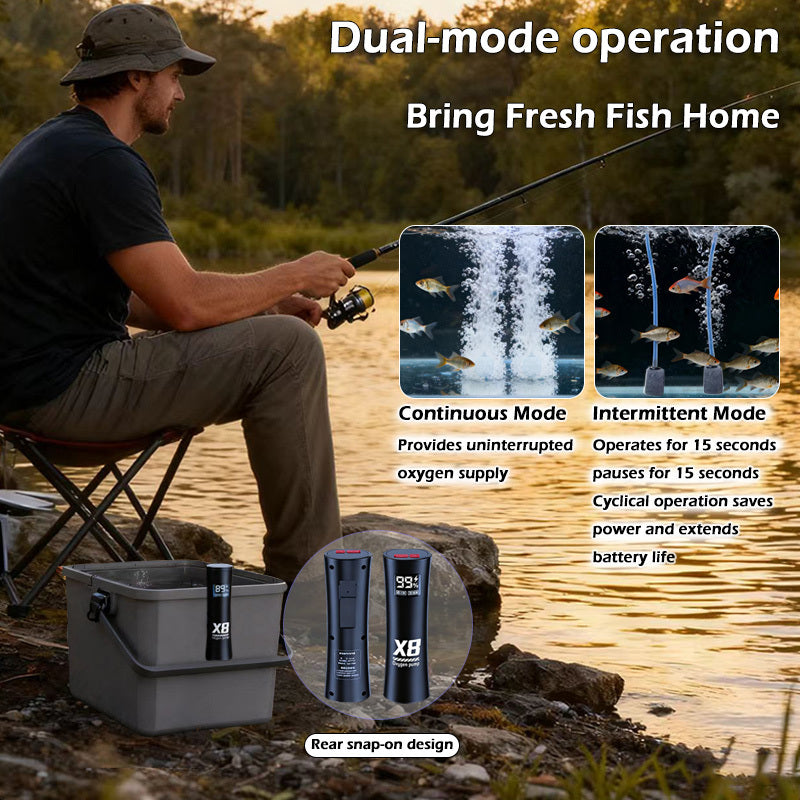 Portable Aquarium Air Pump with 2 Air Stones, 5W Dual-Hole Aerator with Buckle for Fish Tanks, Small Ponds and Hydroponic Setups