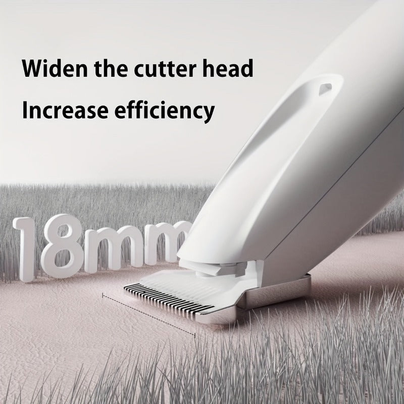 Low-Noise Pet Hair Clippers with LED Light, 4-Piece Cat and Small Dog Grooming Kit with USB Cable, Cleaning Brush and Bell for Home Trimming