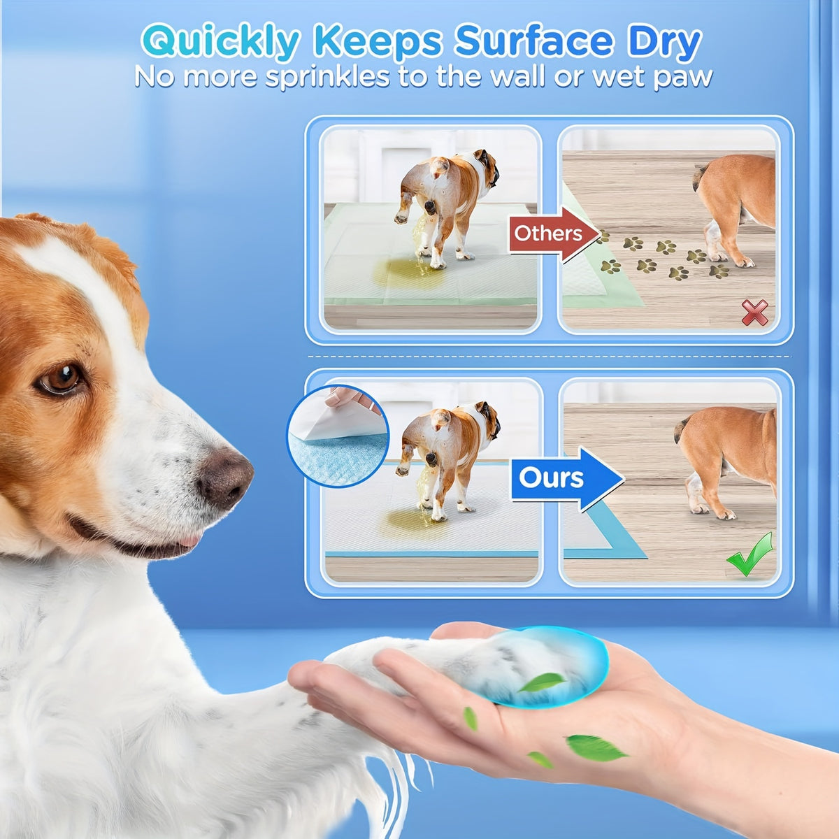 Quick-Dry Dog Pee Pads 31 x 47 Inch, 60 Count Extra Large Absorbent Puppy Potty Training Pads with Leak Protection for Housebreaking and Crate Use