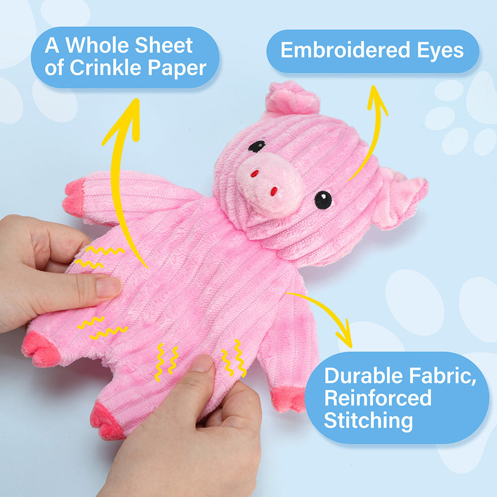 No Stuffing Squeaky Dog Toys 5 Pack, Soft Plush Fabric Toy Set for Small, Medium and Large Dogs, Interactive Supervised Play, Style B