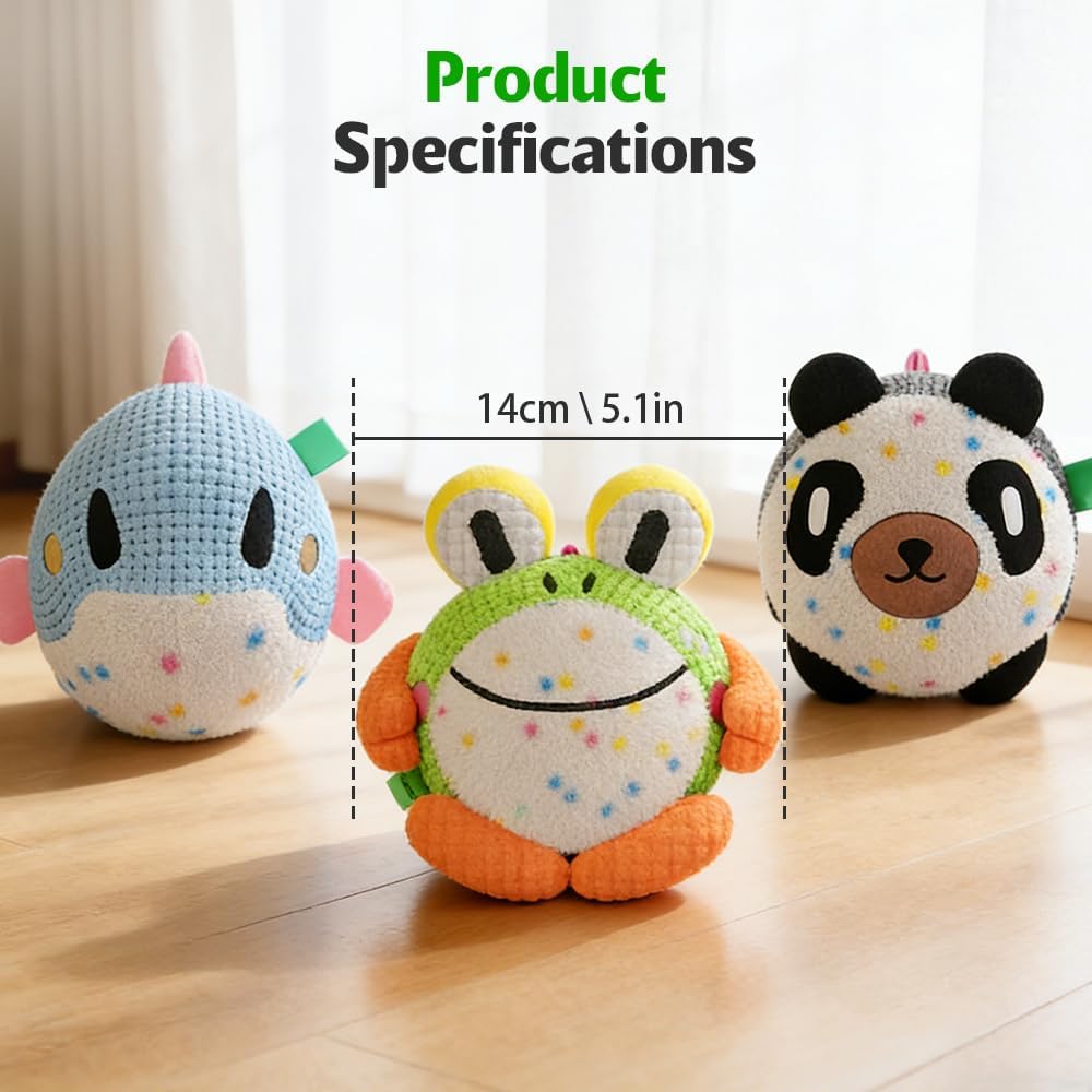 Moving Plush Dog Toy with Sound, USB Rechargeable Bouncing Pet Play Toy with Removable Washable Cover, Frog, Dolphin or Panda for Supervised Indoor Play